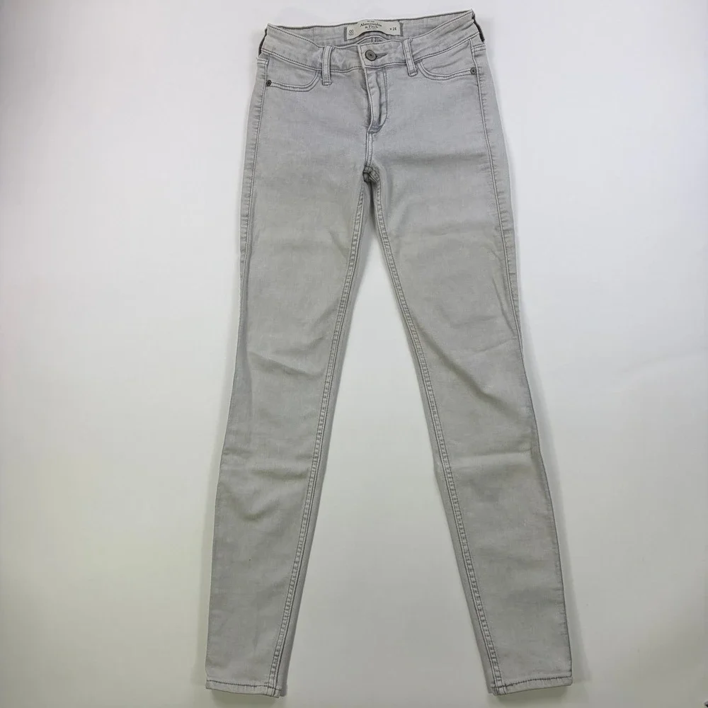 Abercrombie & Fitch Super Skinny Jeans Womens 00 W24 Light Grey Stretch Low Rise